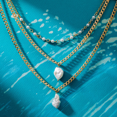 half pearl half chain necklace